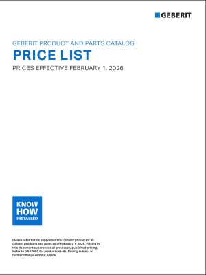 Geberit Price List, Effective 2/1/2026